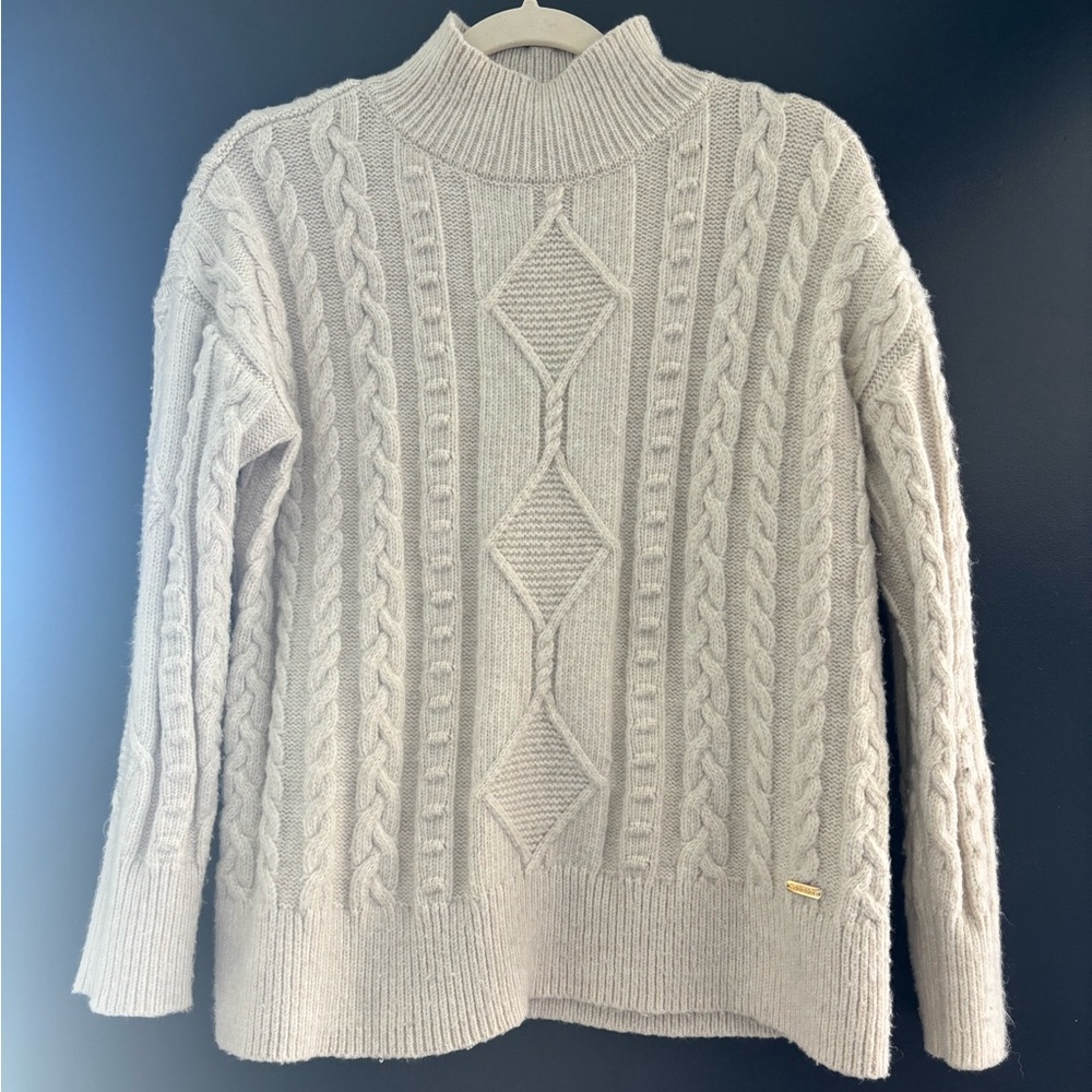 Calvin Klein Cream Ribbed Turtleneck Sweater